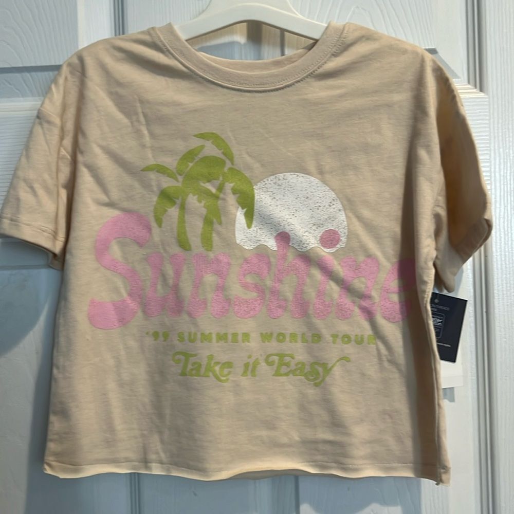 Grayson Threads NWT Beige Sunshine Graphic Crop Tee Shirt Size XS 4/5